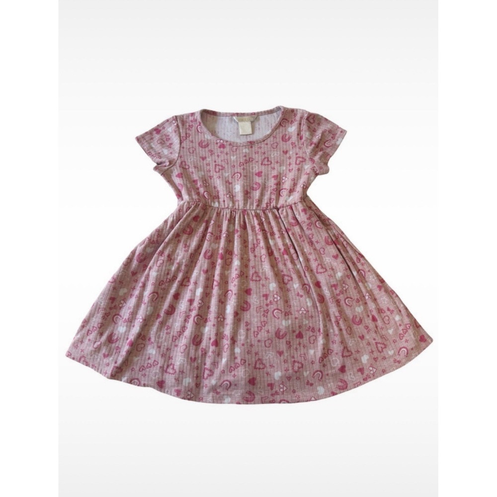 Girls Pink Heart & Rainbow Emma & Elsa Dress Size 6 Playful Kids Youth Fashion